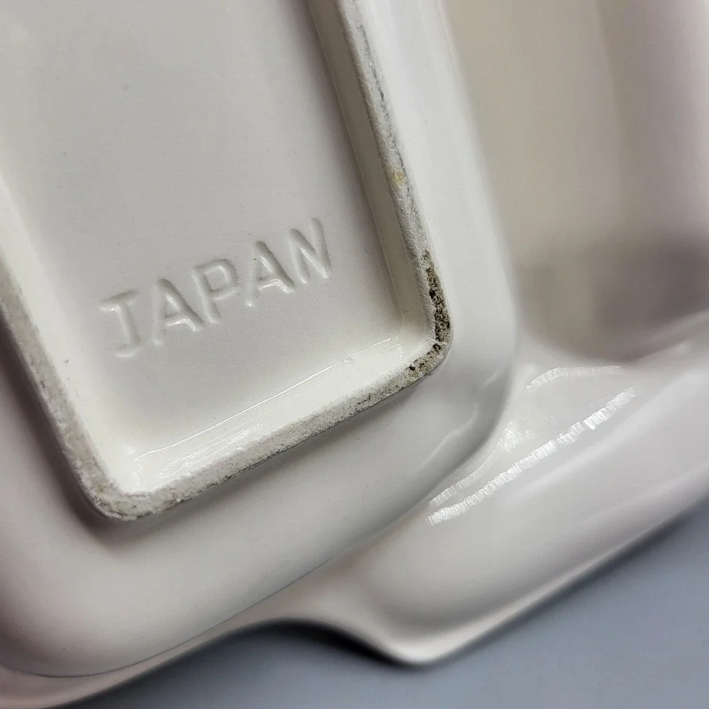 Vintage Japan Ceramic Divided Vegetable Relish Tray 4 Section Platter White